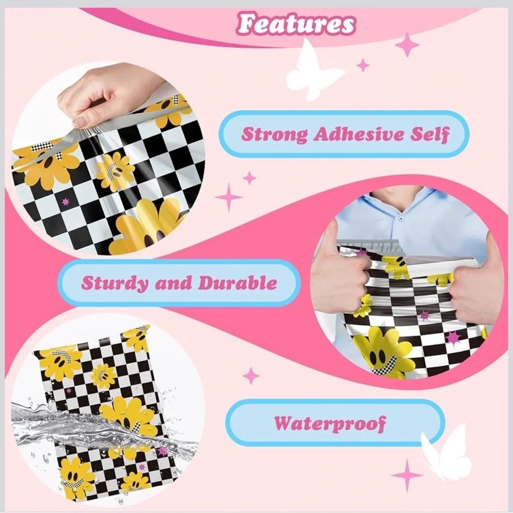 Poly mailers Groovy Flowers 10x13 (15pcs)